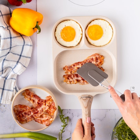 Patelnia marmurkowa 3 w 1 do jajek naleśników placków pancake 22x18cm BEŻOWA KLAUSBERG