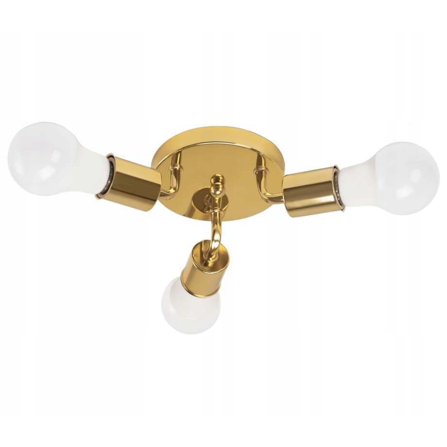 Lampa Sufitowa Plafon Potrójna Metalowa Gold 3