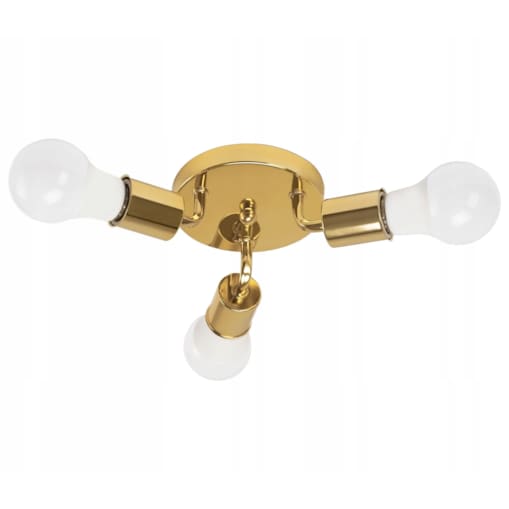 Lampa Sufitowa Plafon Potrójna Metalowa Gold 3