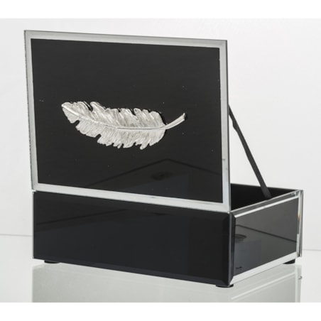 Szkatułka szklana na biżuterię 16x12x6 cm Srebrny Liść