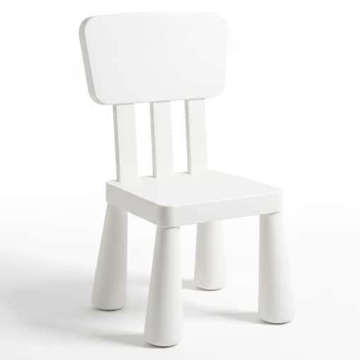 Krzesełko dla dzieci plastikowe z oparciem wygodne do pokoju białe