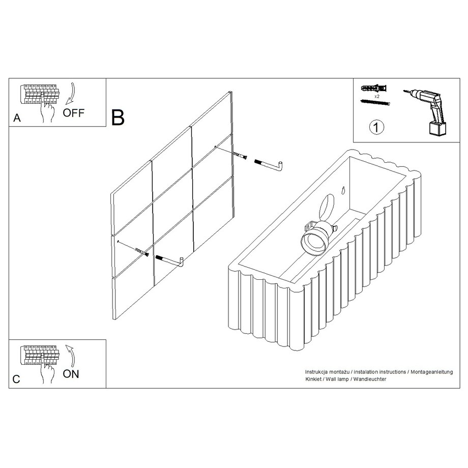 Kinkiet ceramiczny RIGATA ultramaryna