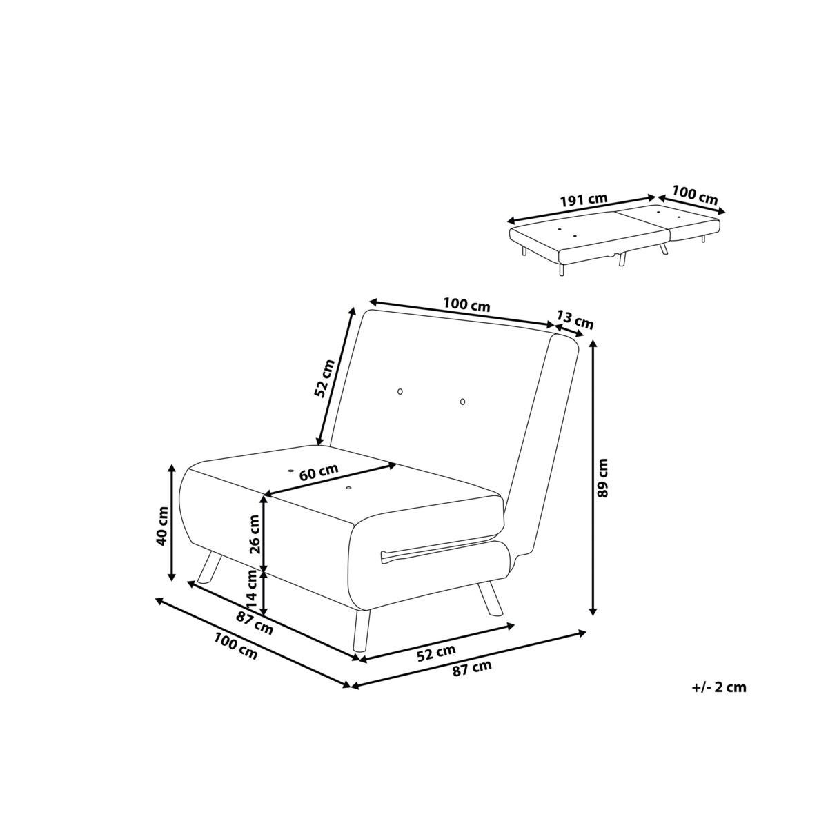 Sofa rozkładana ciemnoszara FARRIS