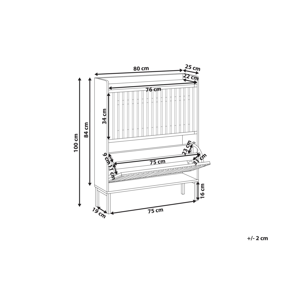 Szafka na buty GYMPIE Jasnobrązowy