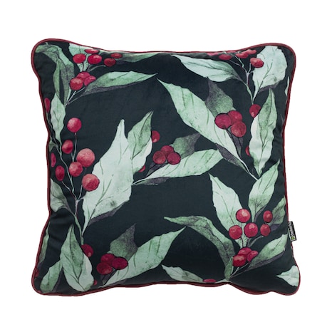 Poszewka na poduszkę Holly Bliss 43x43 cm boże narodzenie, święta, świąteczne, czarny-zielony-czerwony-wielokolorowy, 43x43 cm