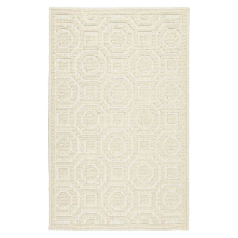 Dywanik łazienkowy Lino 60x90 cm bawełniany geometryczny beżowy