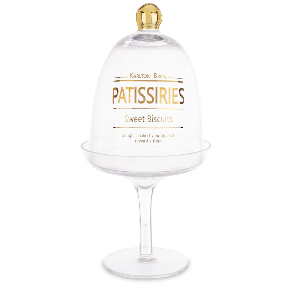 Szklany pojemnik na słodycze ze złotem 26 cm