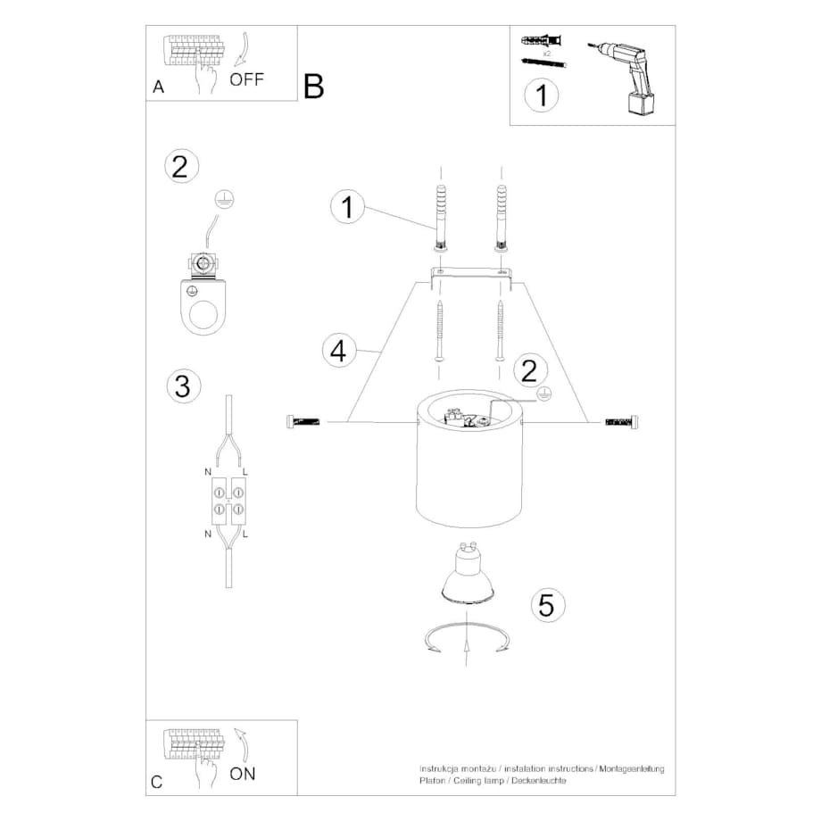 Plafon ORBIS beton zielona oliwka