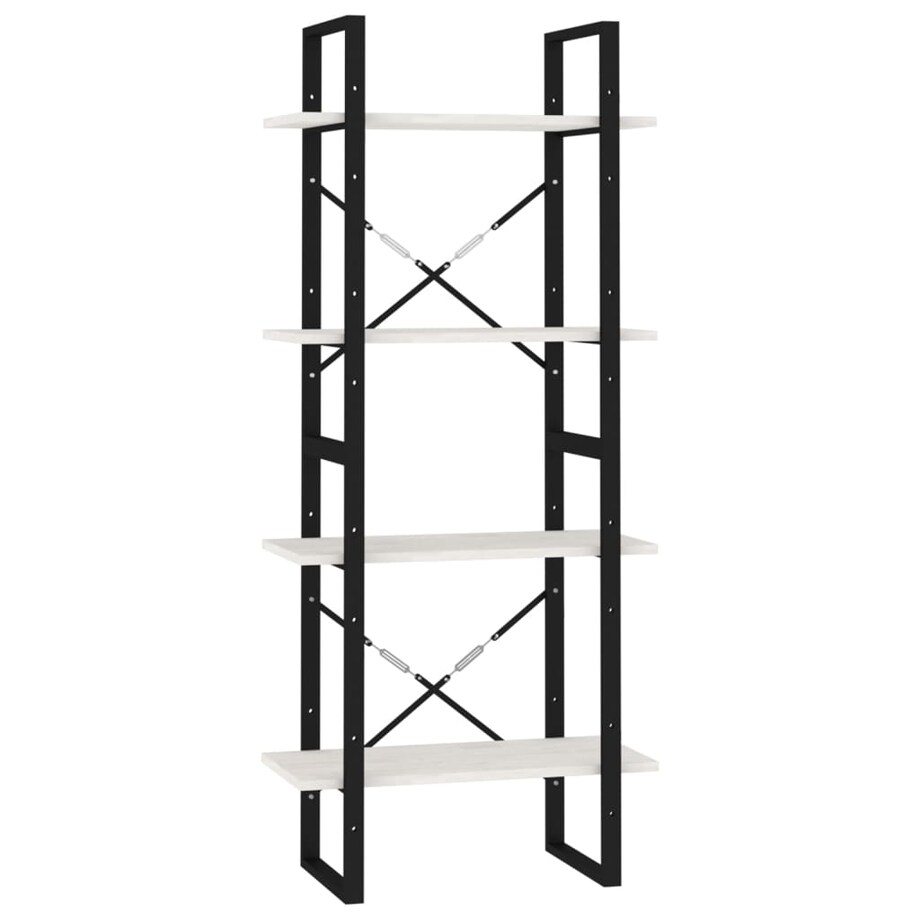 vidaXL Regał na książki, 4 półki, biały, 60x30x140 cm, drewno sosnowe