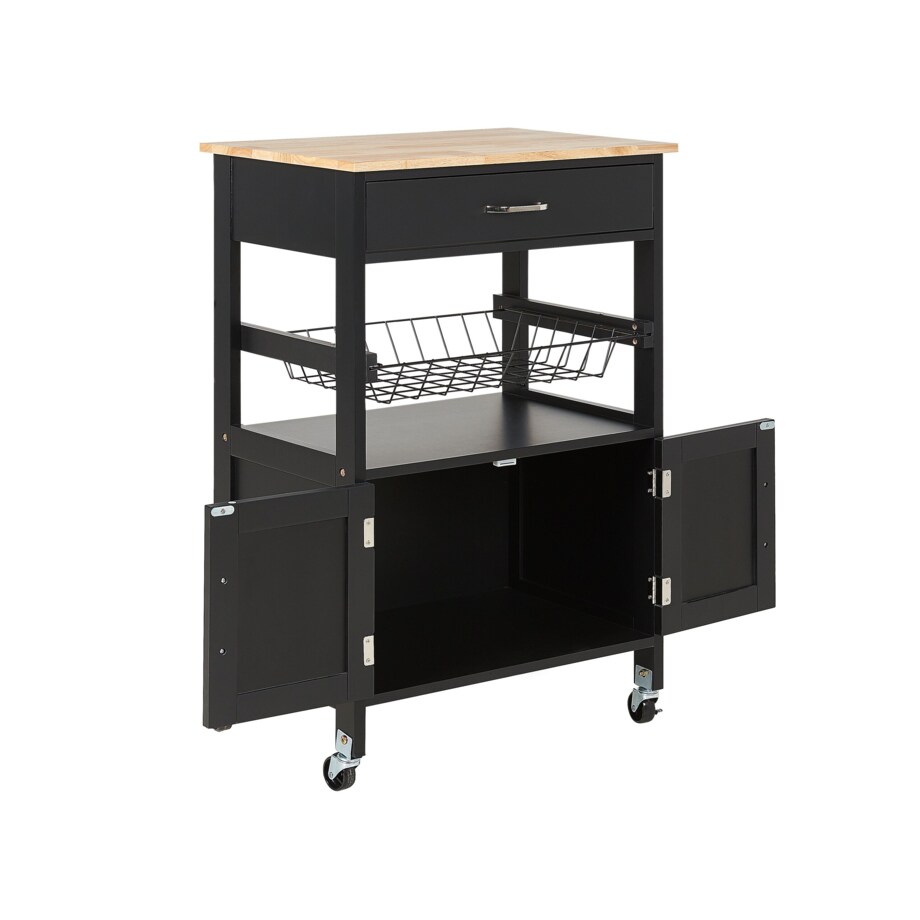 Wózek kuchenny 1 szuflada jasne drewno z czarnym LUGO