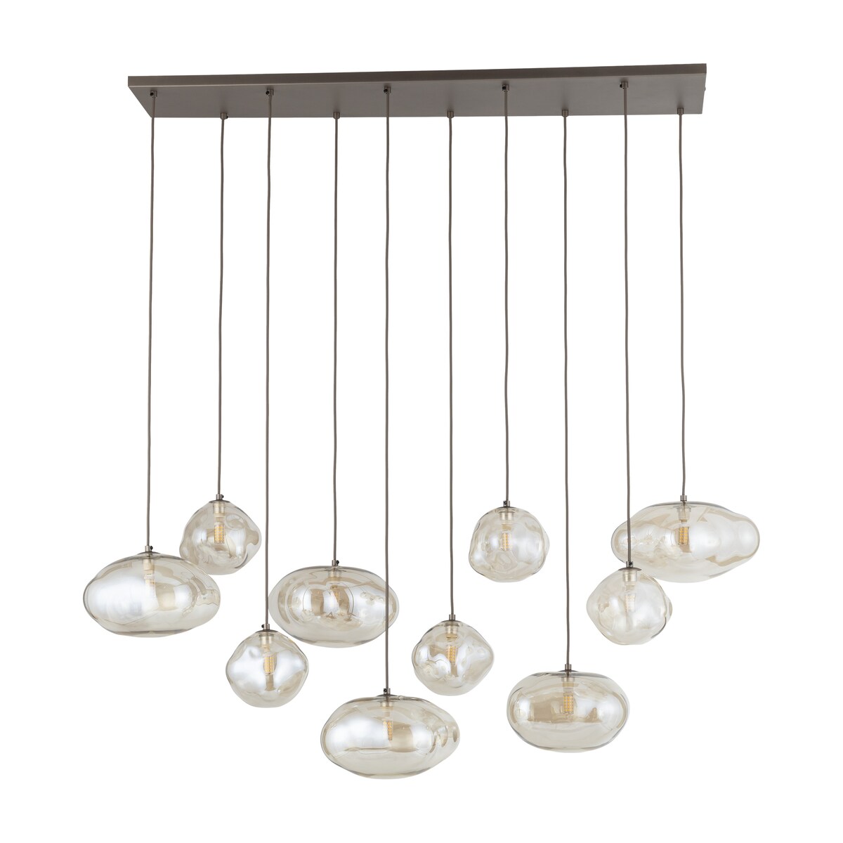 Lampa Wisząca Tk Lighting Nebia Brązowa Tytan 10Xg9 Koniakowe Klosze Nieregularne Szkło