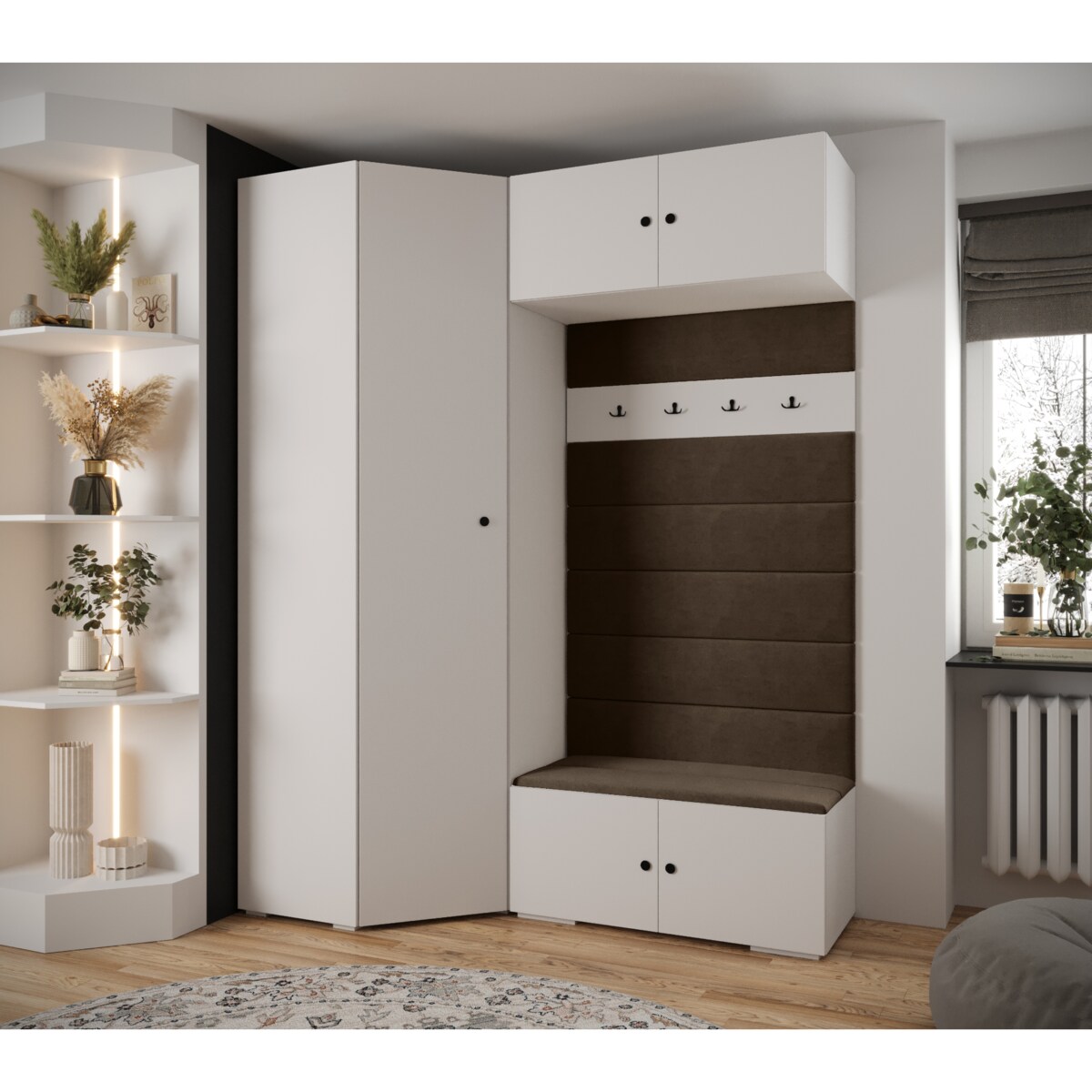 Garderoba do przedpokoju INOVA 2 Z21 biały+czarny+manila04