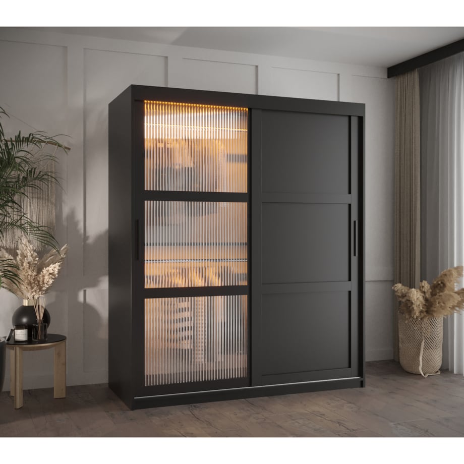 Szafa przesuwna Garderoba FLUTES 3 150 czarny