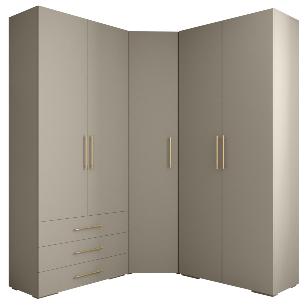 Garderoba wysoka do przedpokoju INOVA 3 Z1 kaszmir+złoty