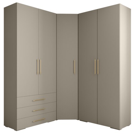 Garderoba wysoka do przedpokoju INOVA 3 Z1 kaszmir+złoty