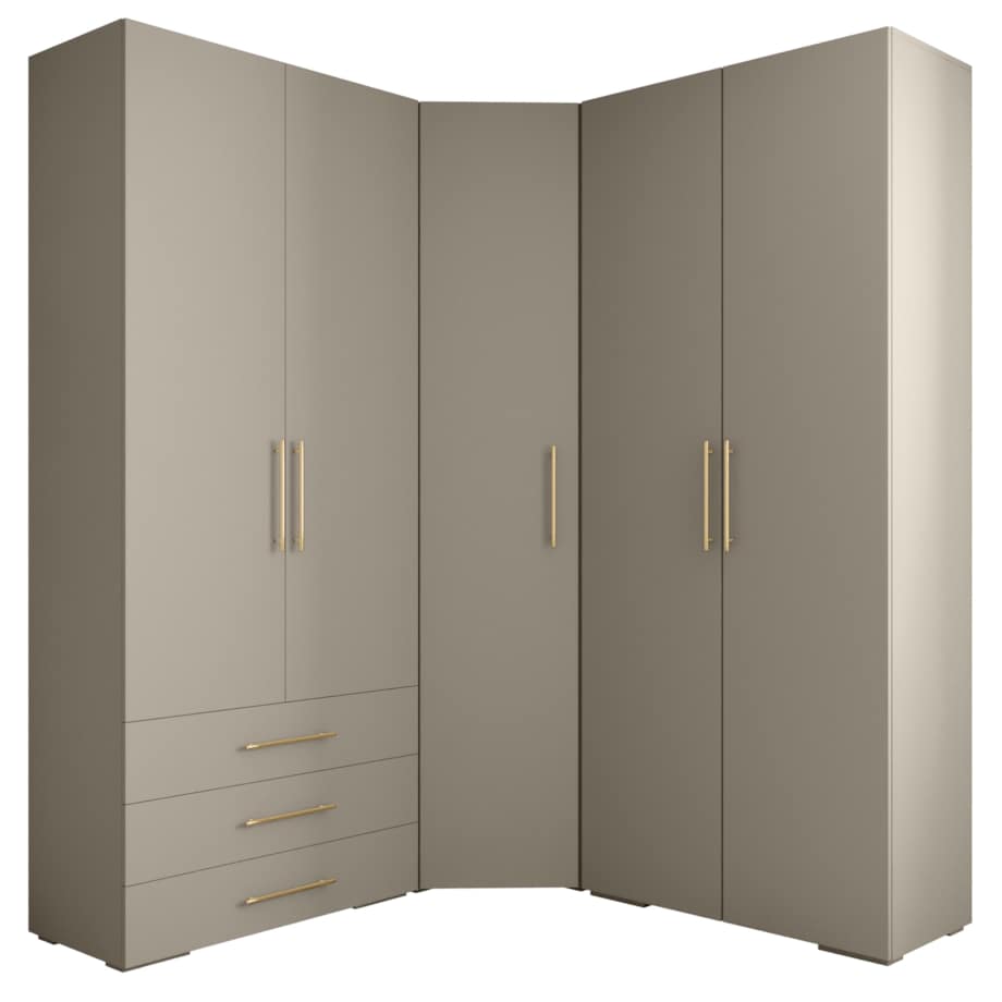 Garderoba wysoka do przedpokoju INOVA 3 Z1 kaszmir+złoty