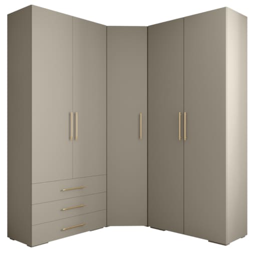 Garderoba wysoka do przedpokoju INOVA 3 Z1 kaszmir+złoty