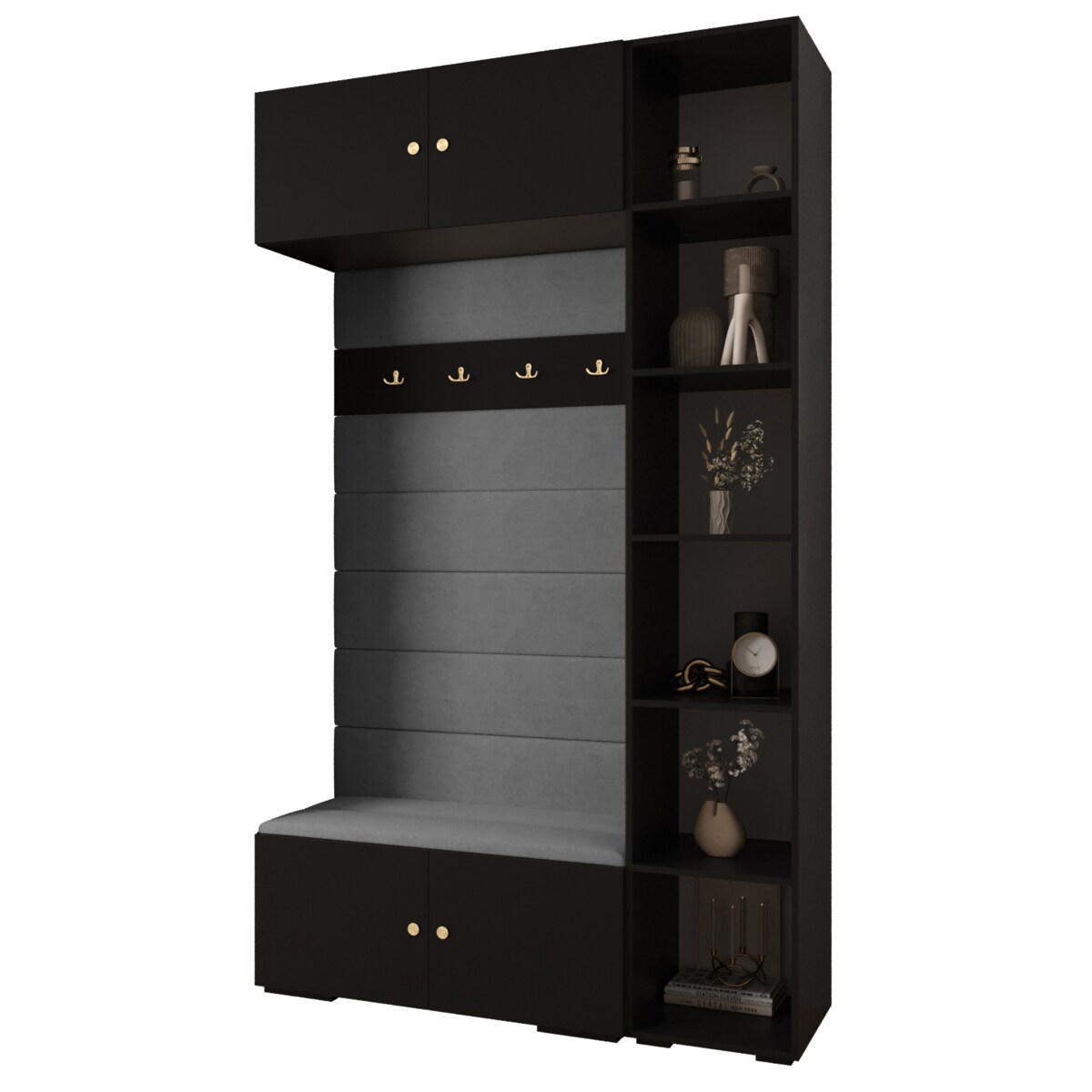 Garderoba do przedpokoju INOVA 2 Z20 czarny+złoty+manila16