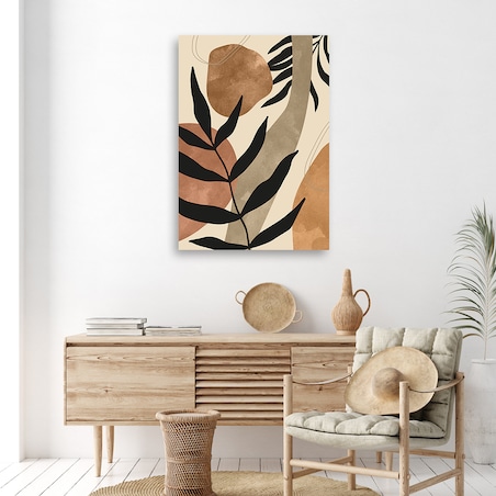 Obraz na płótnie, Liście i gałązki boho