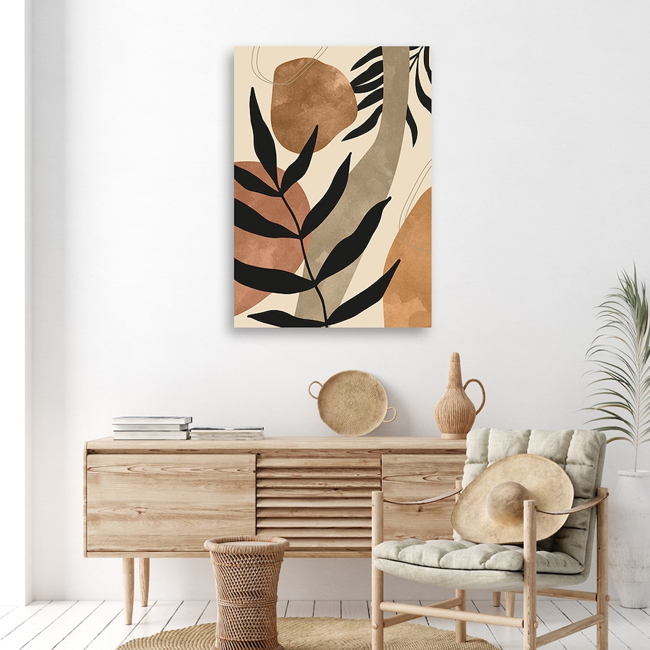 Obraz na płótnie, Liście i gałązki boho