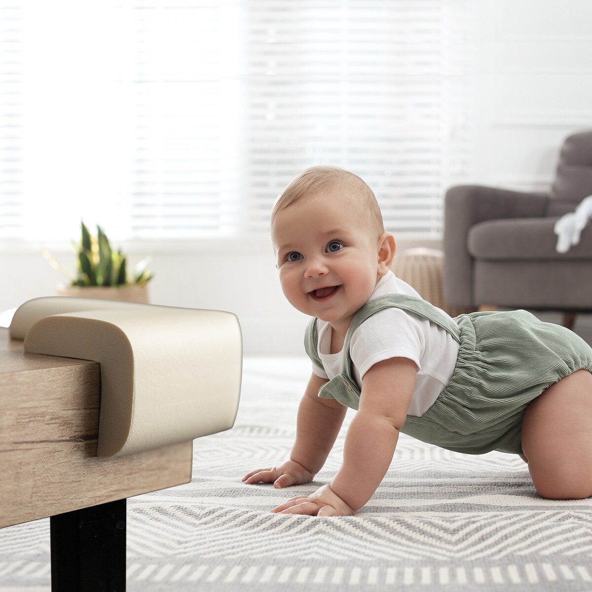 piankowe narożniki zabezpieczające meble, sipo, zestaw 4 sztuk, kremowe