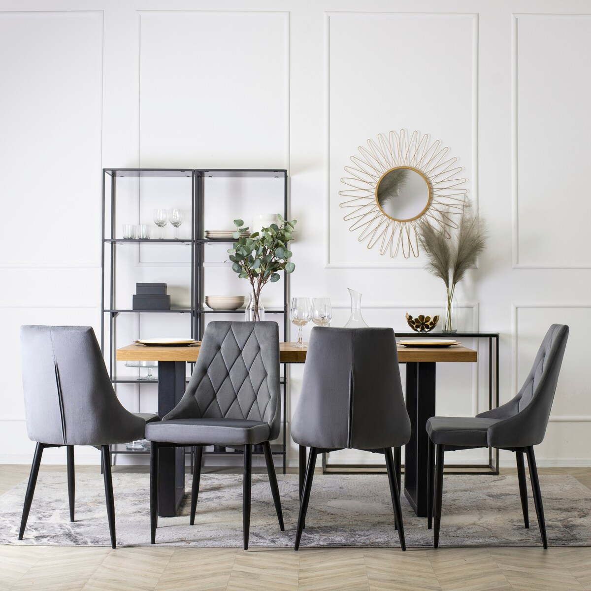 Krzesło Tapicerowane Welur Do Salonu Jadalni Nowoczesne Velvet Szare CORK