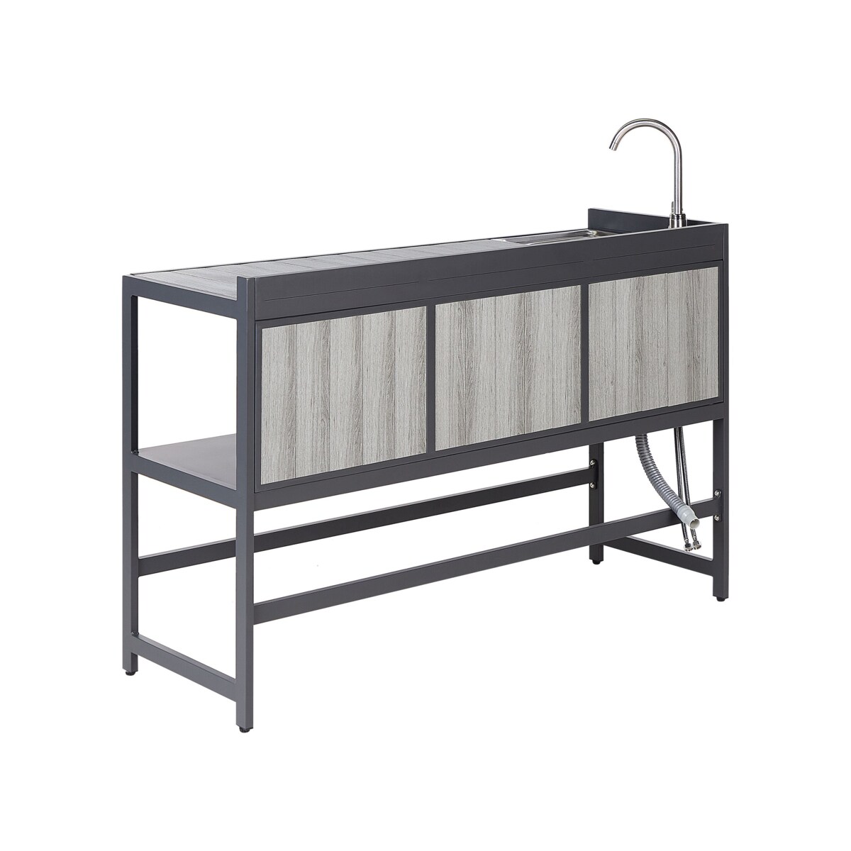 3 częściowa kuchnia ogrodowa szafka i wyspa ze zlewem szara ORTISEI