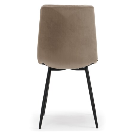 Krzesło tapicerowane pikowane welurowe do salonu jadalni PARMA ciemnobeżowa