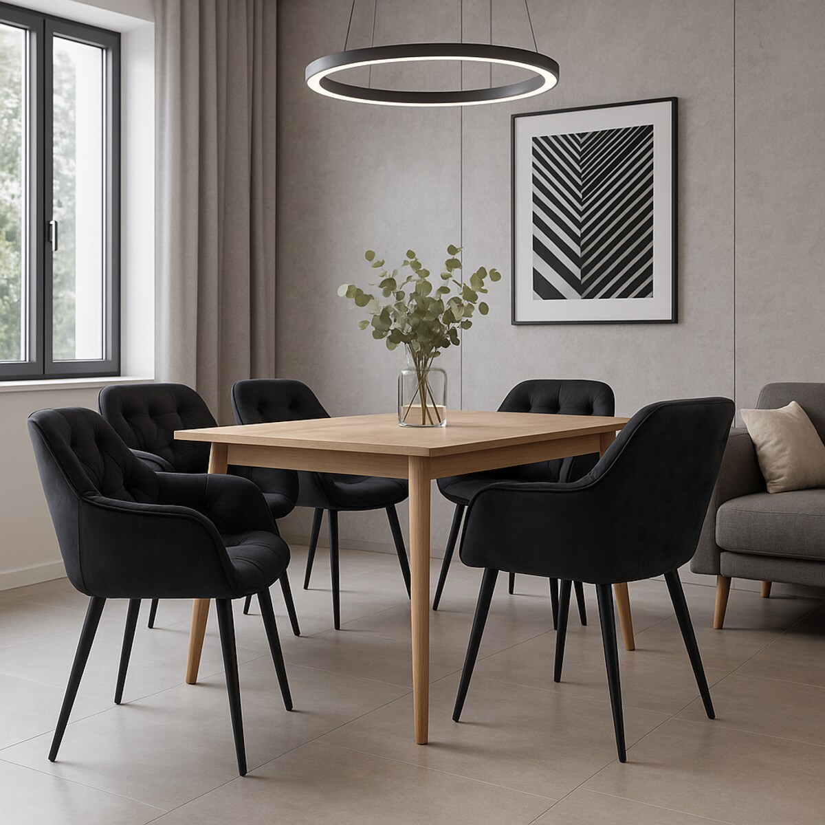 Krzesło welurowe tapicerowane LARGO czarne