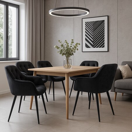 Krzesło welurowe tapicerowane LARGO czarne