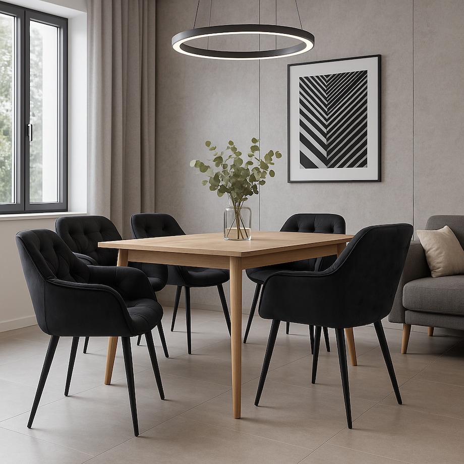 Krzesło welurowe tapicerowane LARGO czarne