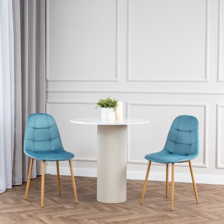 Krzesło tapicerowane turkusowe welurowe pikowane nowoczesne do salonu