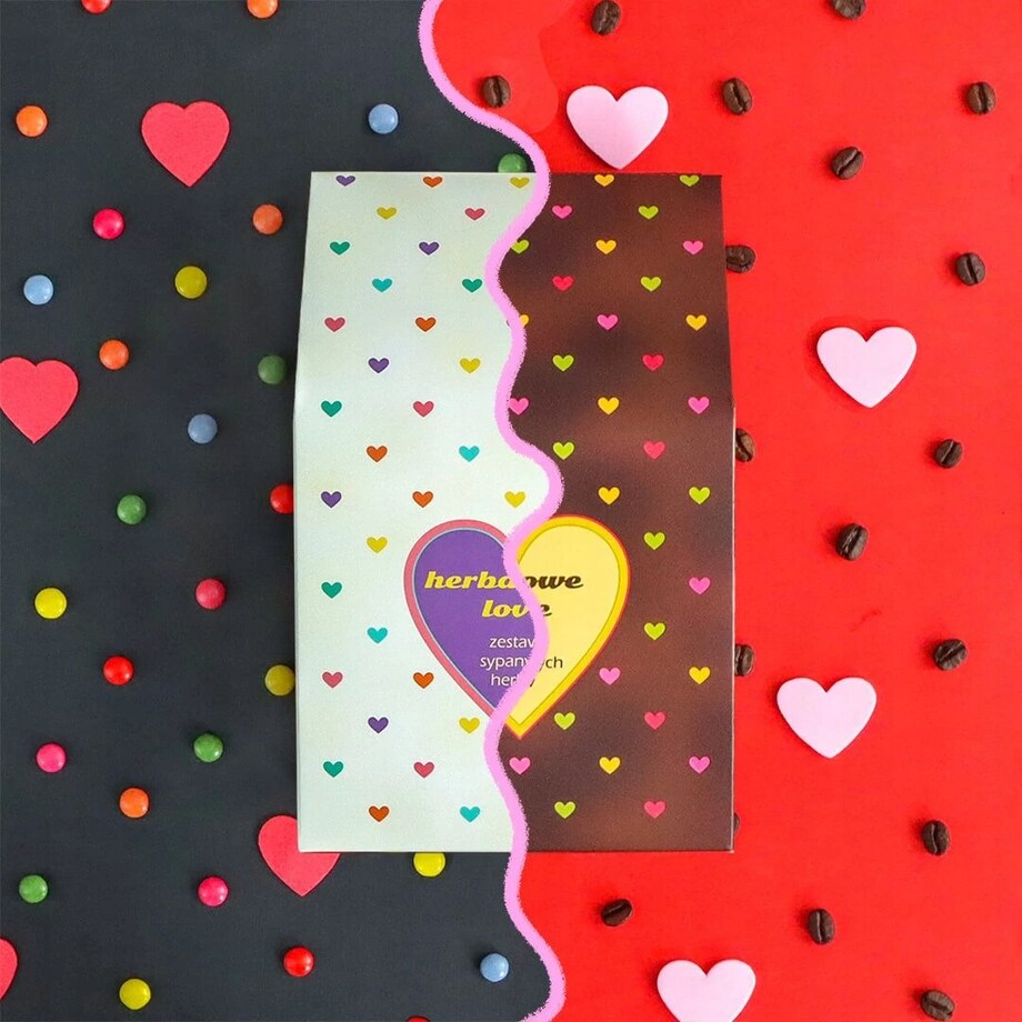 Zestaw prezentowy upominkowy "LOVE BOX" - kawy, herbaty, lizak czekoladowy - prezent upominek na walentynki dla chłopaka dziewczyny niej niego żony męża kobiety faceta mężczyzny