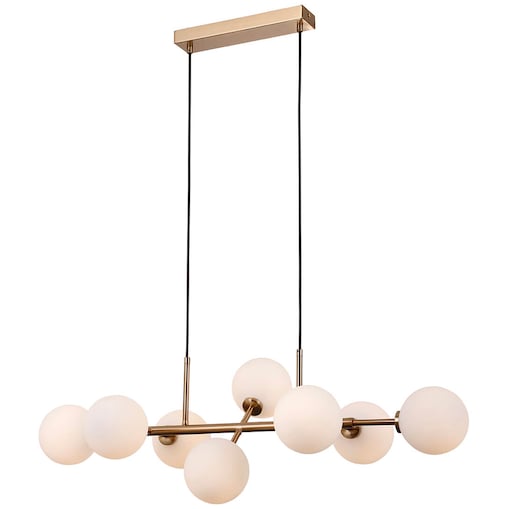 Modernistyczna lampa wisząca Mirellio szklane kule mosiądz