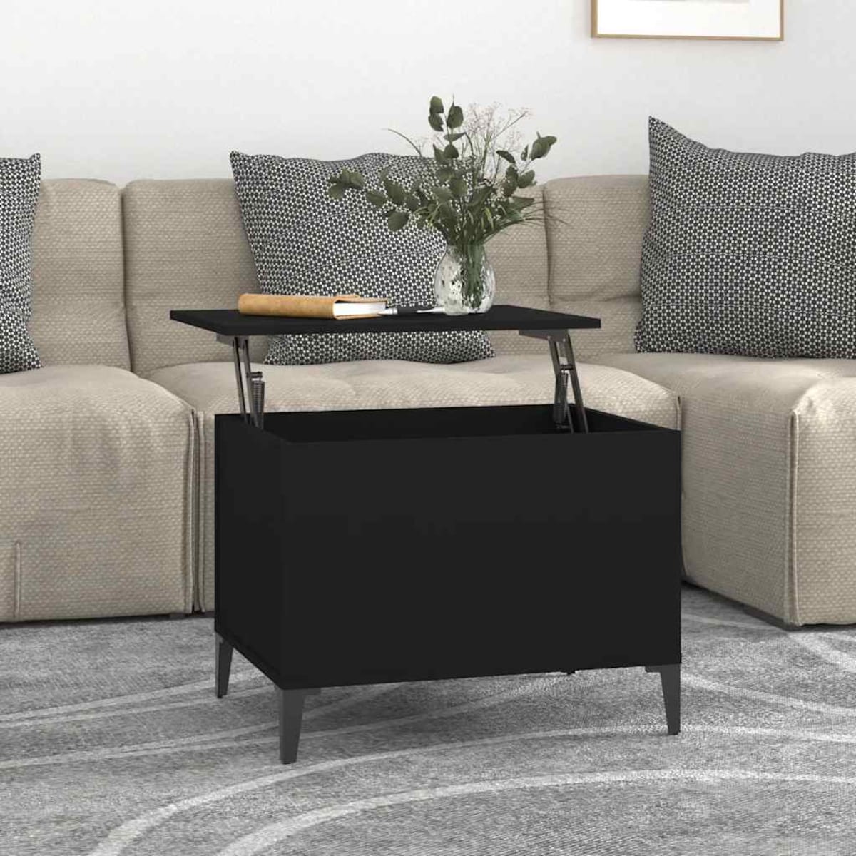 vidaXL Stolik kawowy, czarny, 60x44,5x45 cm, materiał drewnopochodny