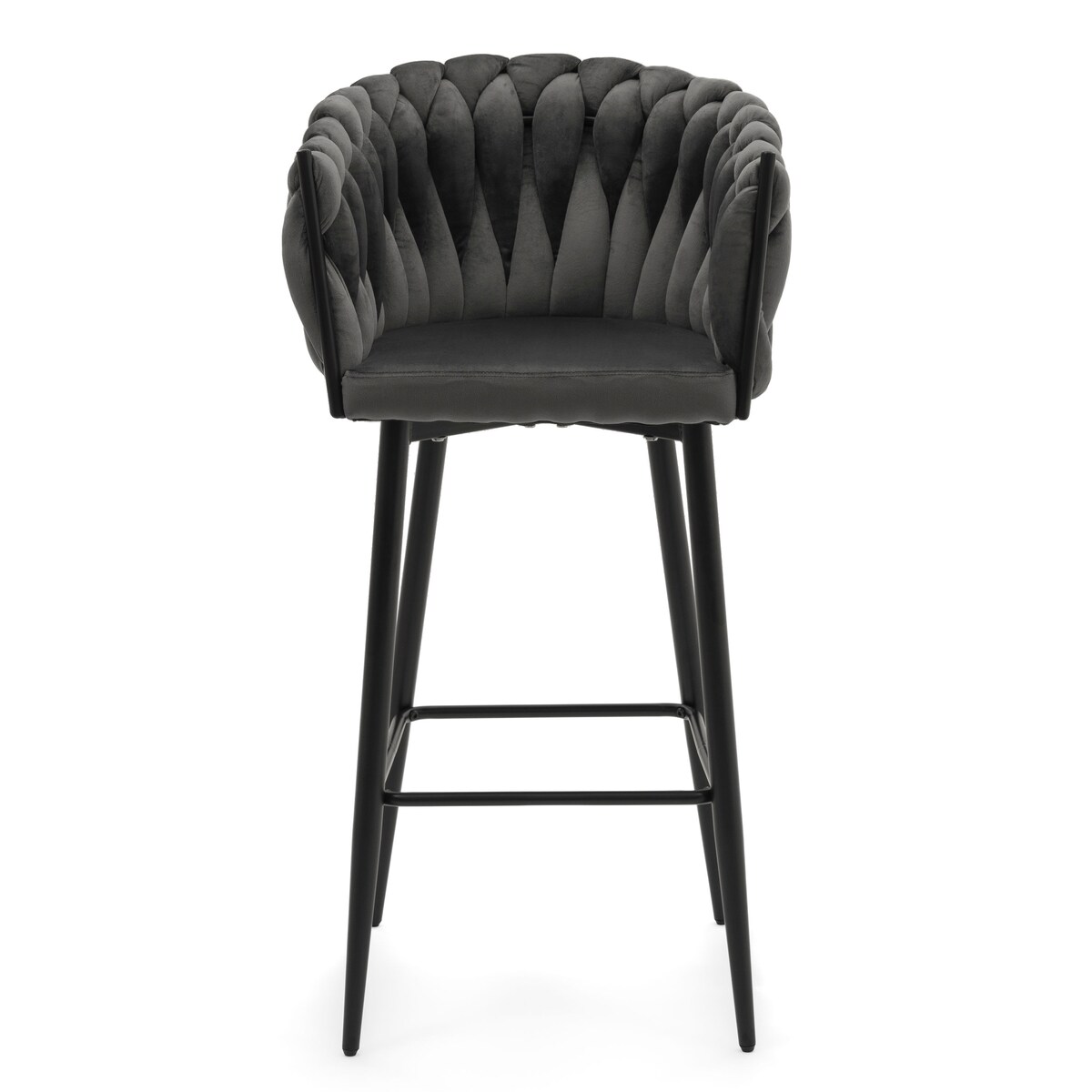 Hoker tapicerowany welurowy pleciony do salonu jadalni barowy glamour LATINA