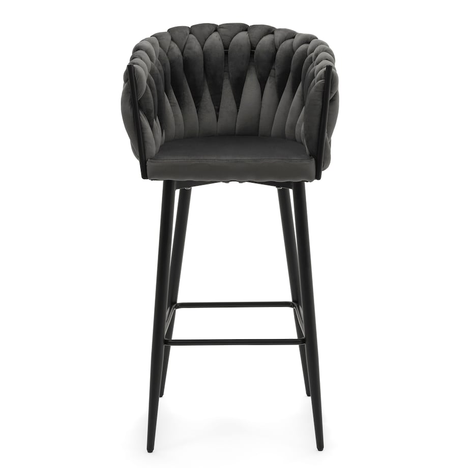 Hoker tapicerowany welurowy pleciony do salonu jadalni barowy glamour LATINA