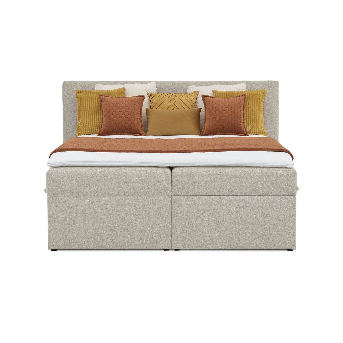 Łóżko kontynentalne ANNABELLE 140x200 z pojemnikiem, Beż, tkanina Matana 17