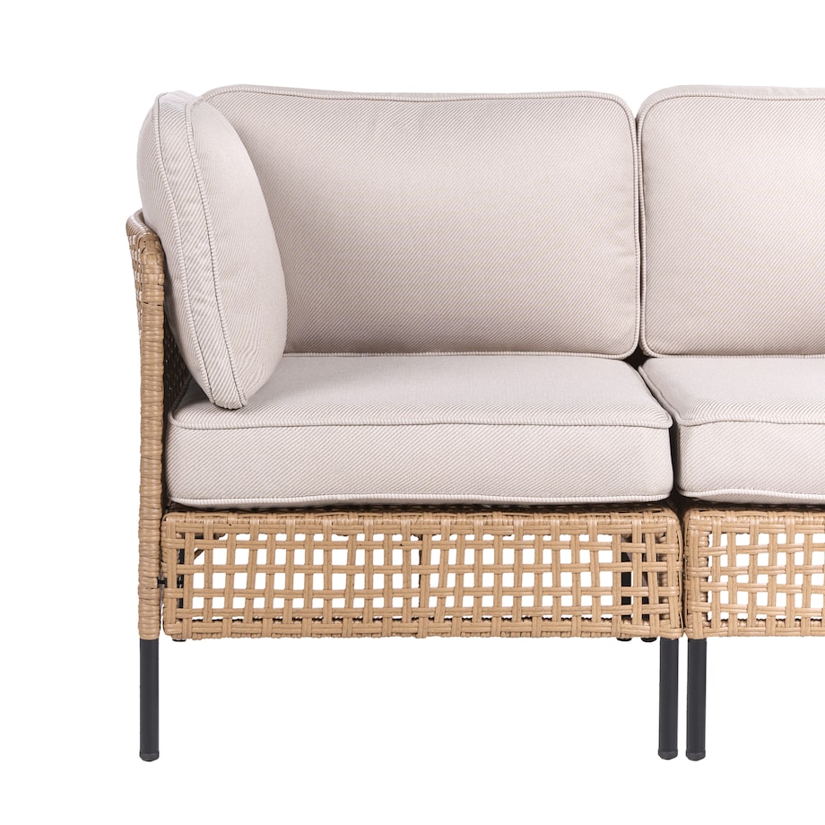 Sofa ogrodowa dla 2 osób OMEGANA Technorattan Jasnobeżowy