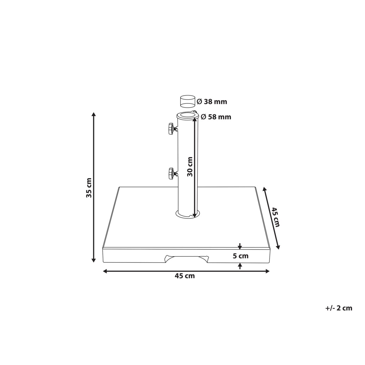 Podstawa pod parasol kwadratowa 45 x 45 cm czarna CEGGIA
