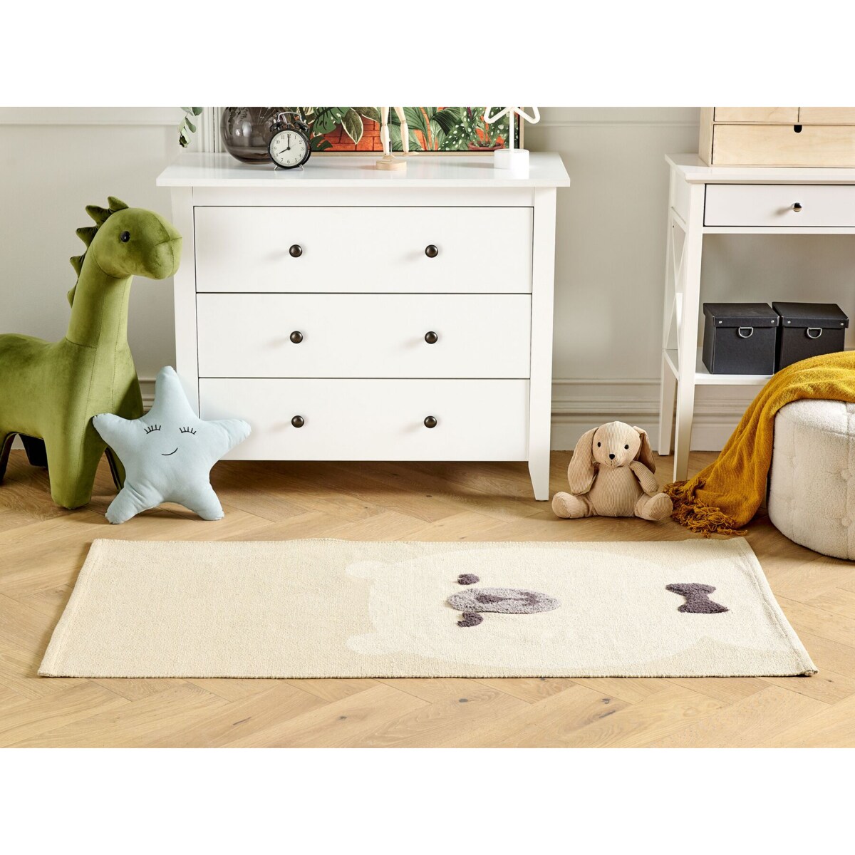 Dywan dziecięcy bawełniany motyw niedźwiedzia 80 x 150 cm beżowy SIMAU