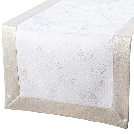 Bieżnik na stół plamoodporny LZS kropki - 40x200 cm - złoty