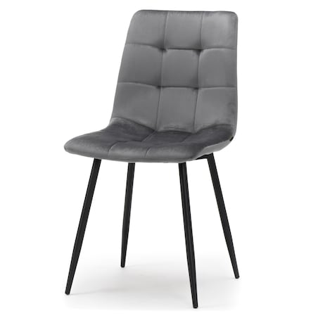 Krzesło tapicerowane pikowane welurowe do salonu jadalni PARMA szara