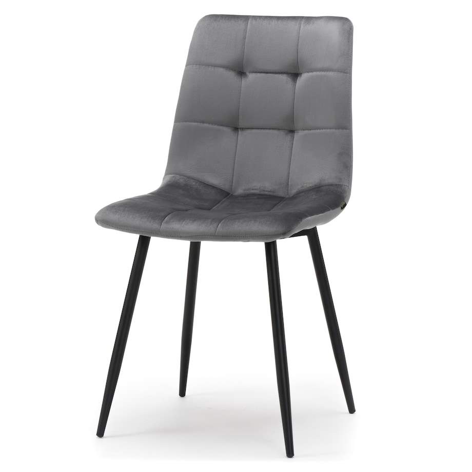 Krzesło tapicerowane pikowane welurowe do salonu jadalni PARMA szara