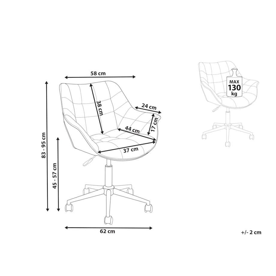 Krzesło biurowe regulowane welurowe szare LABELLE