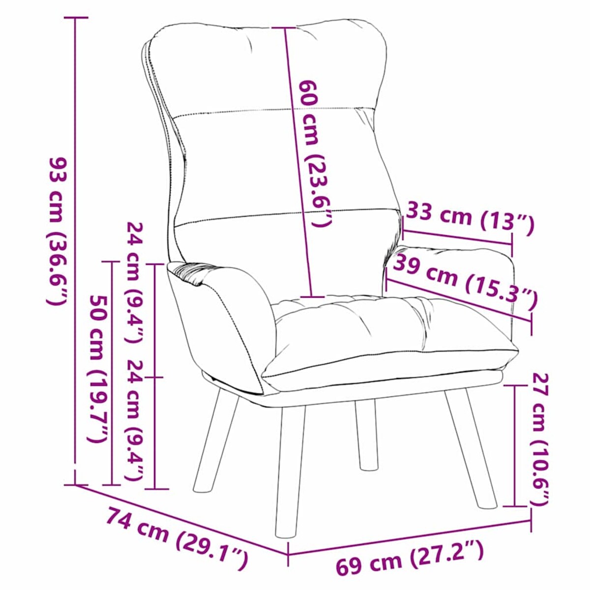vidaXL Fotel relaksacyjny Turkusowy 69 x 74 x 93 cm Aksamit