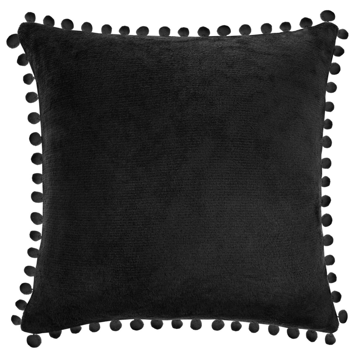 Poszewka Dekoracyjna z Pomponami 40 x 40 Pompie Czarna Ozdobna na Kanapę