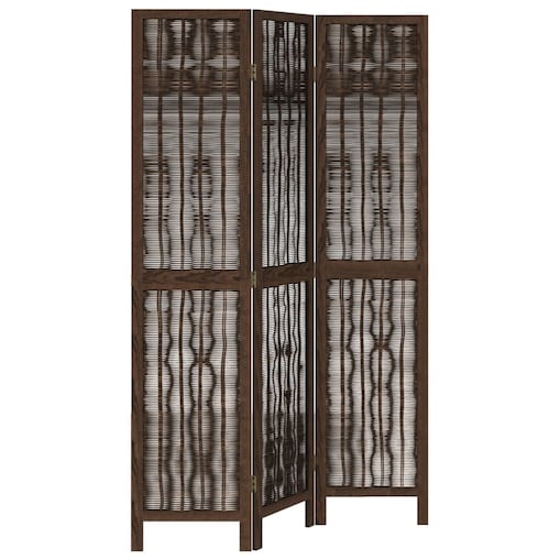 vidaXL Parawan pokojowy, 3-panelowy, ciemny brąz, lite drewno paulowni