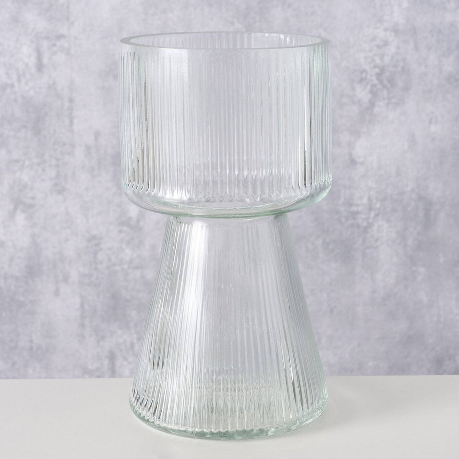 Wazon szklany IMANO, ryflowane szkło, 18 cm