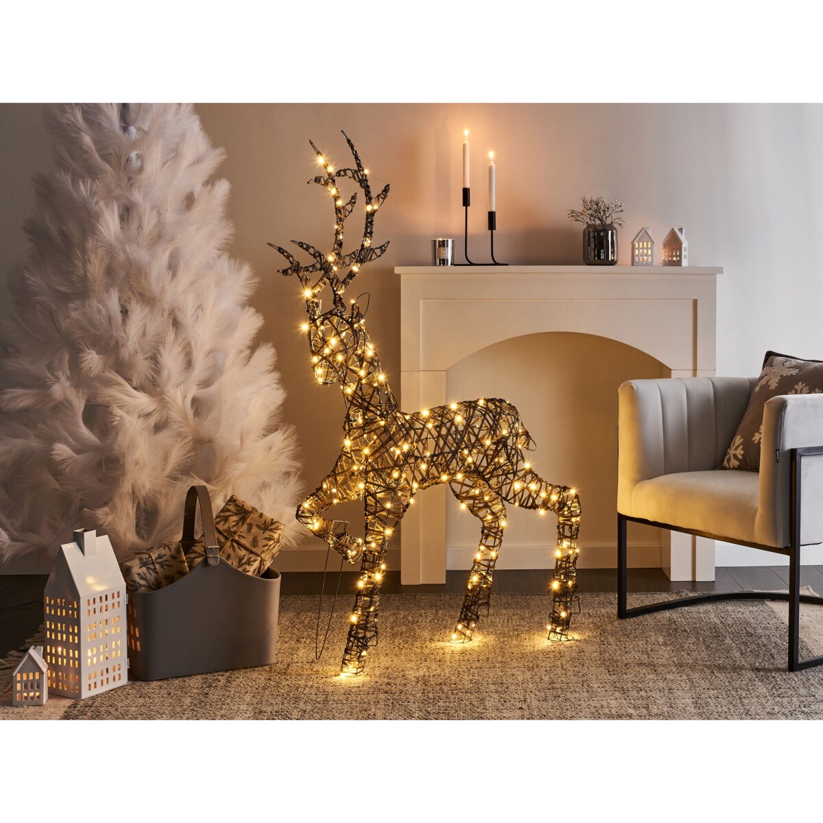 Dekoracja ogrodowa LED HUSAVIK Renifer 140 cm Srebrny